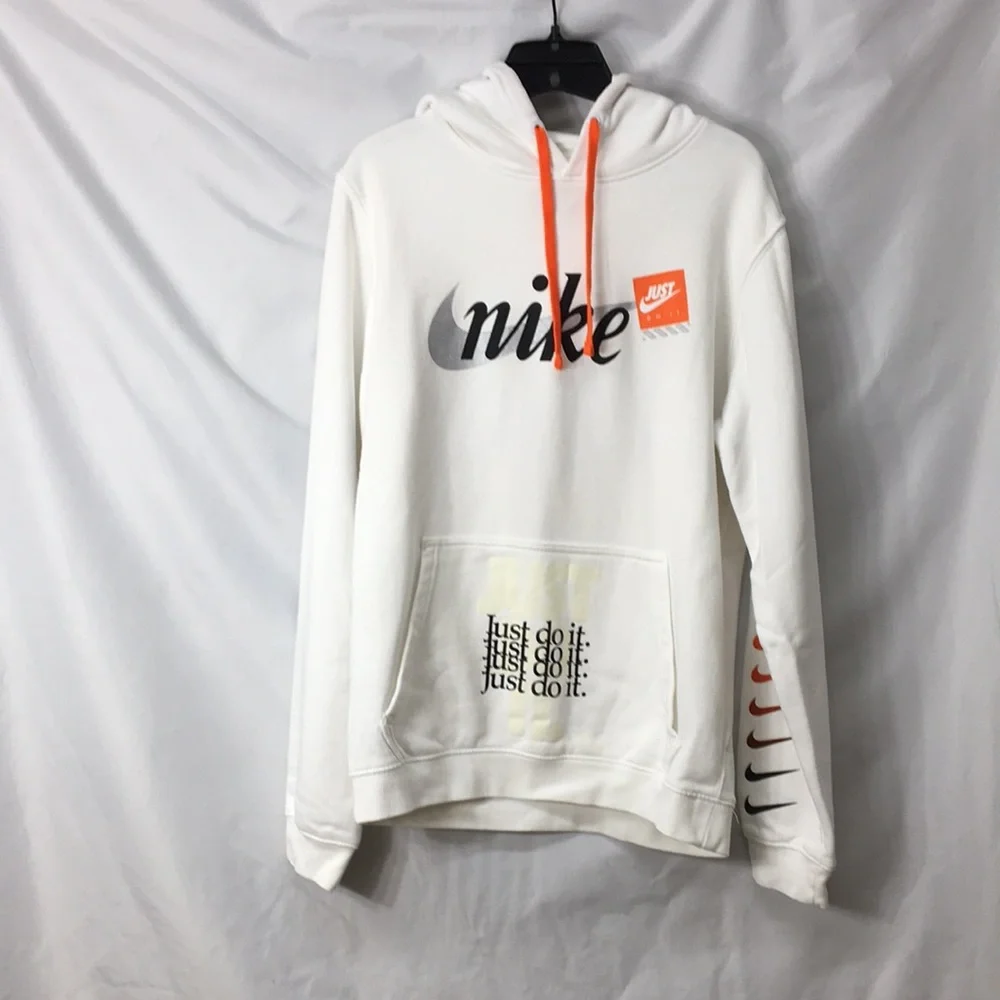 Nike Mens White Just Do It JDI Club Hoodie Size S Like-NEW Condition